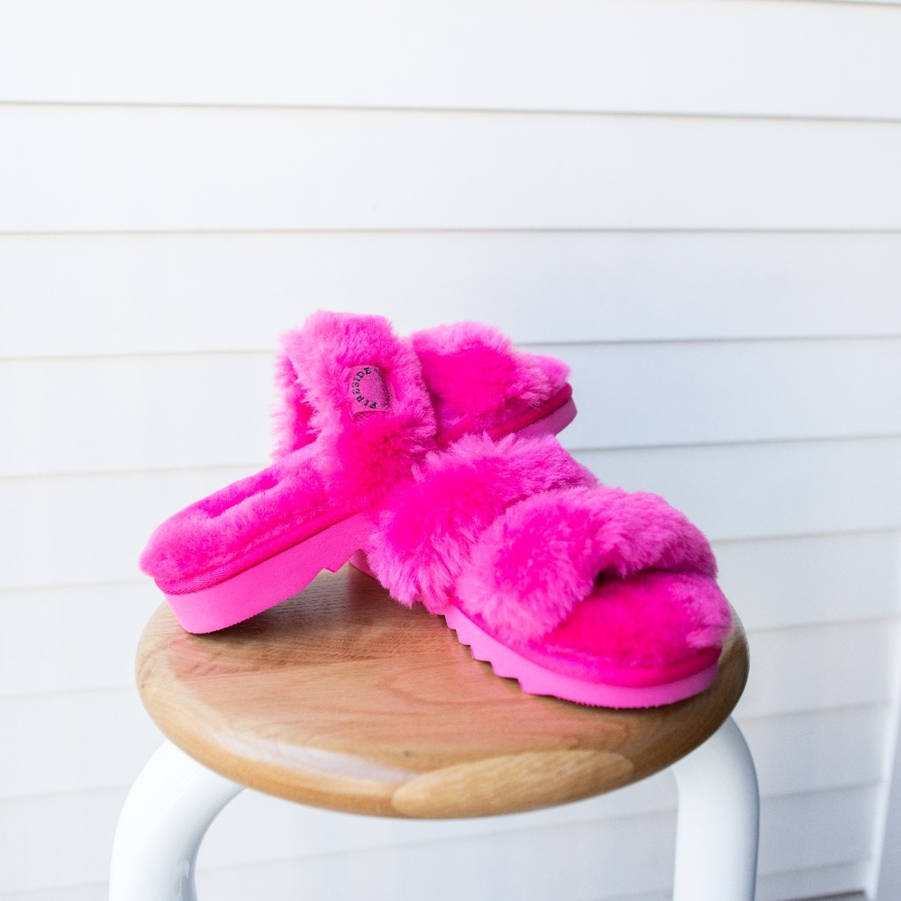 Women's Fireside by Dearfoams Benalla Shearling Double Band Slide